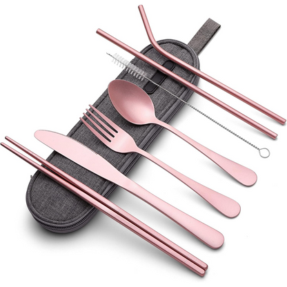 Compact 4pc Reusable Travel Utensil Set