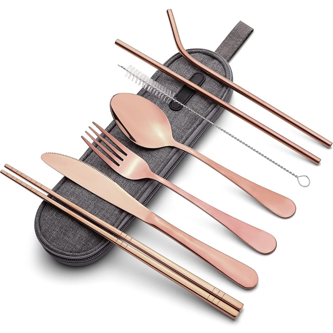 Compact 4pc Reusable Travel Utensil Set