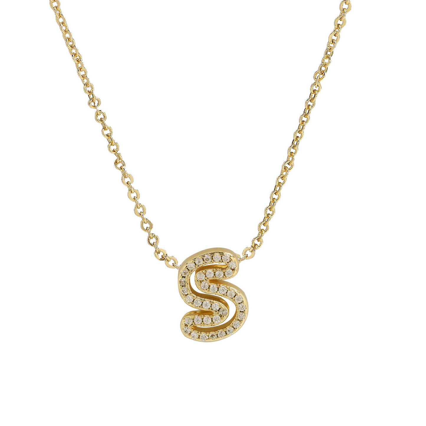 Shining Monogram Diamond Pendant Necklace