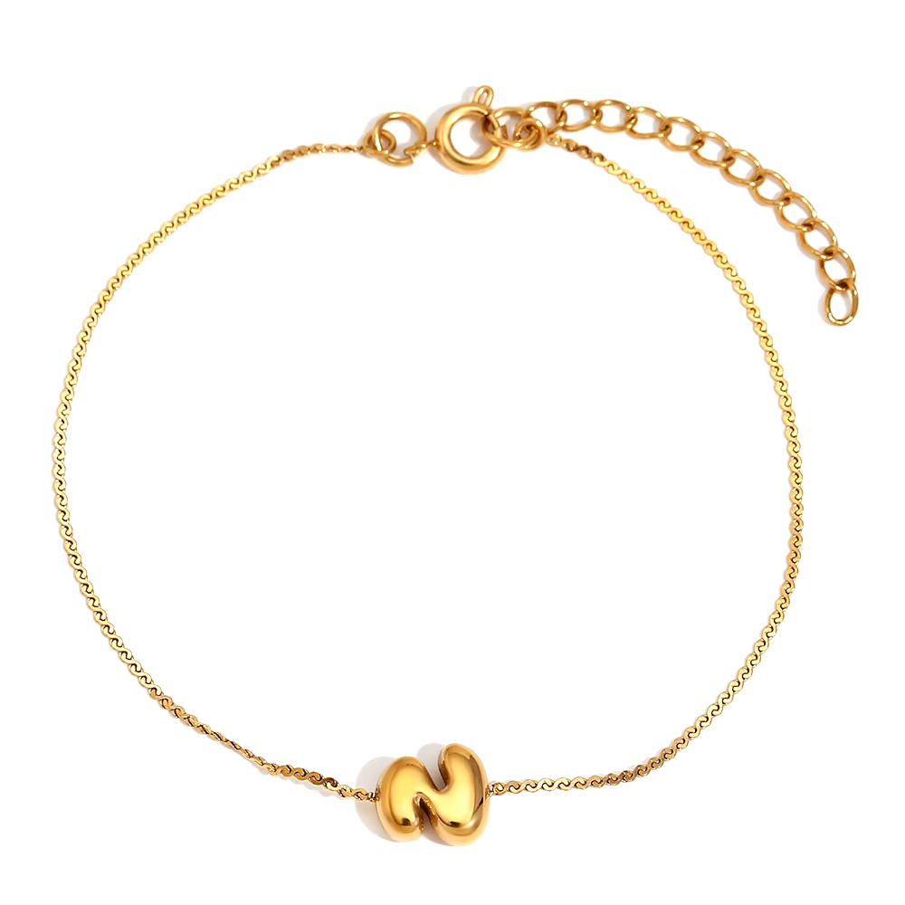 Dainty Personalized Letter Charm Bangle