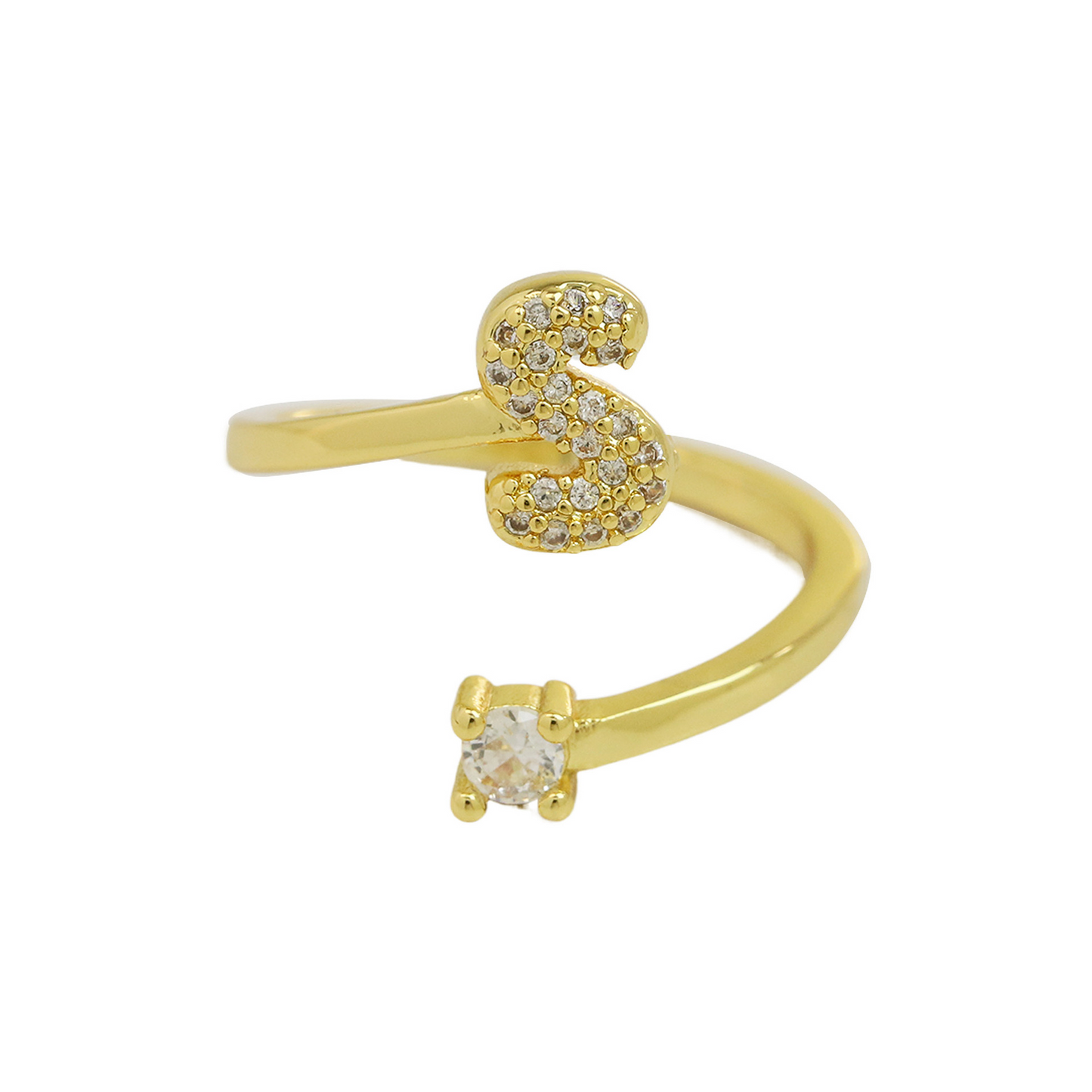 Elegant Glitter Initial Diamond Ring