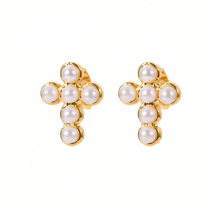 Small Cross Sterling Silver Stud Earrings