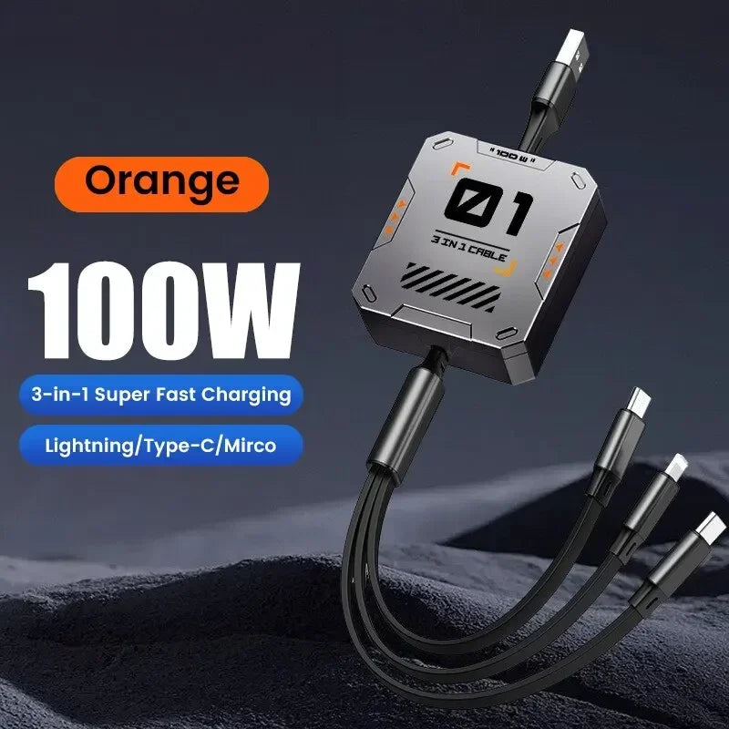 Quick 3-in-1 USB Fast Charge Cable 100W - Luxicro