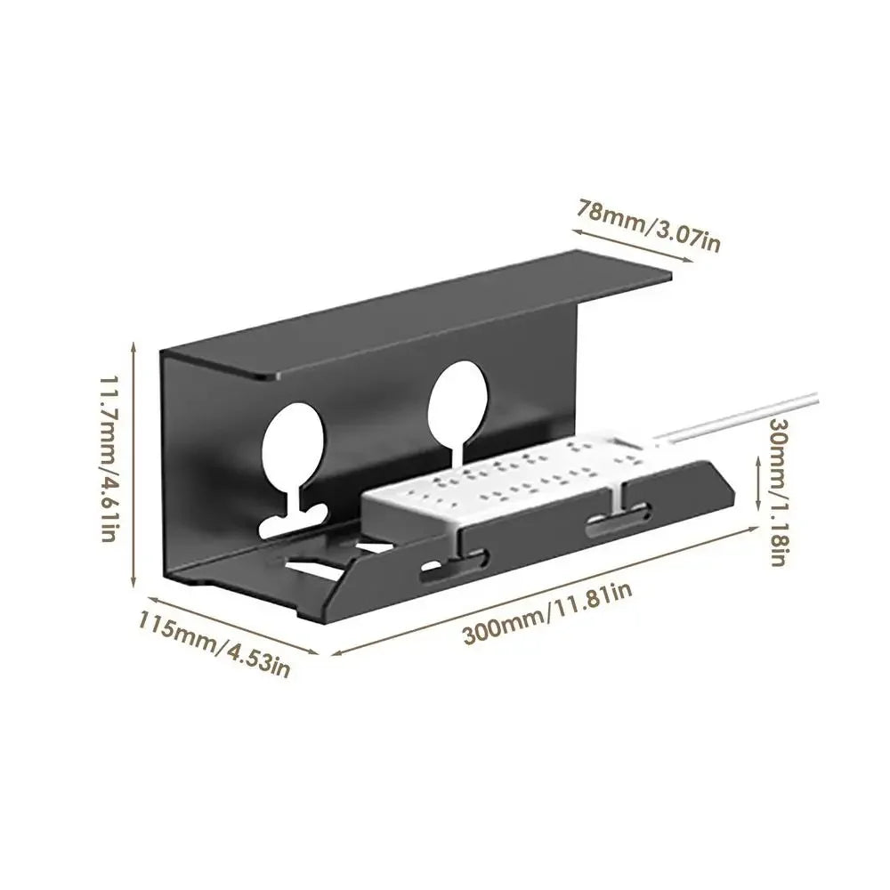 Compact Under Desk Cable Management Tray Black Metal - Luxicro