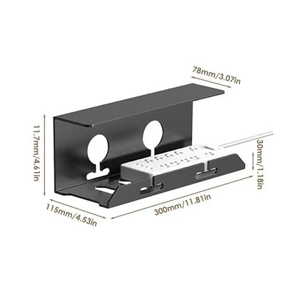 Compact Under Desk Cable Management Tray Black Metal - Luxicro