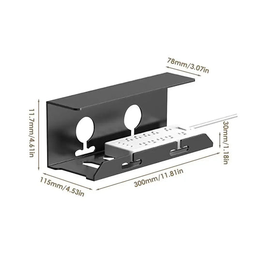 Compact Under Desk Cable Management Tray Black Metal - Luxicro