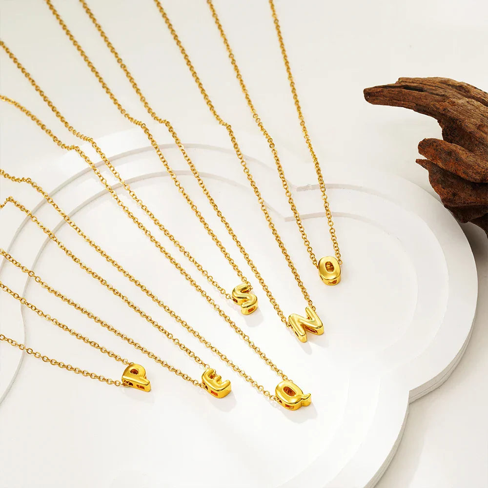 Dainty Engraved Letter Pendant Necklace