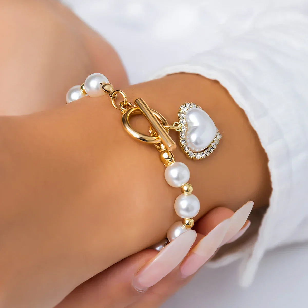Elegant Crystal Heart Bangle Jewelry