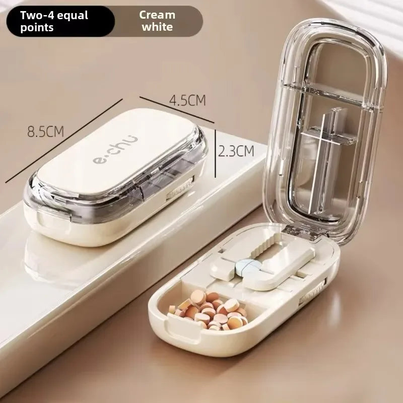 Compact Travel Pill Box Cutter Container