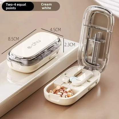 Compact Travel Pill Box Cutter Container