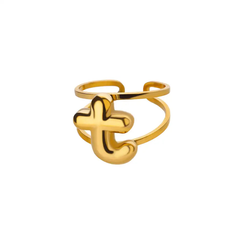 Customizable Initial Open Circle Ring