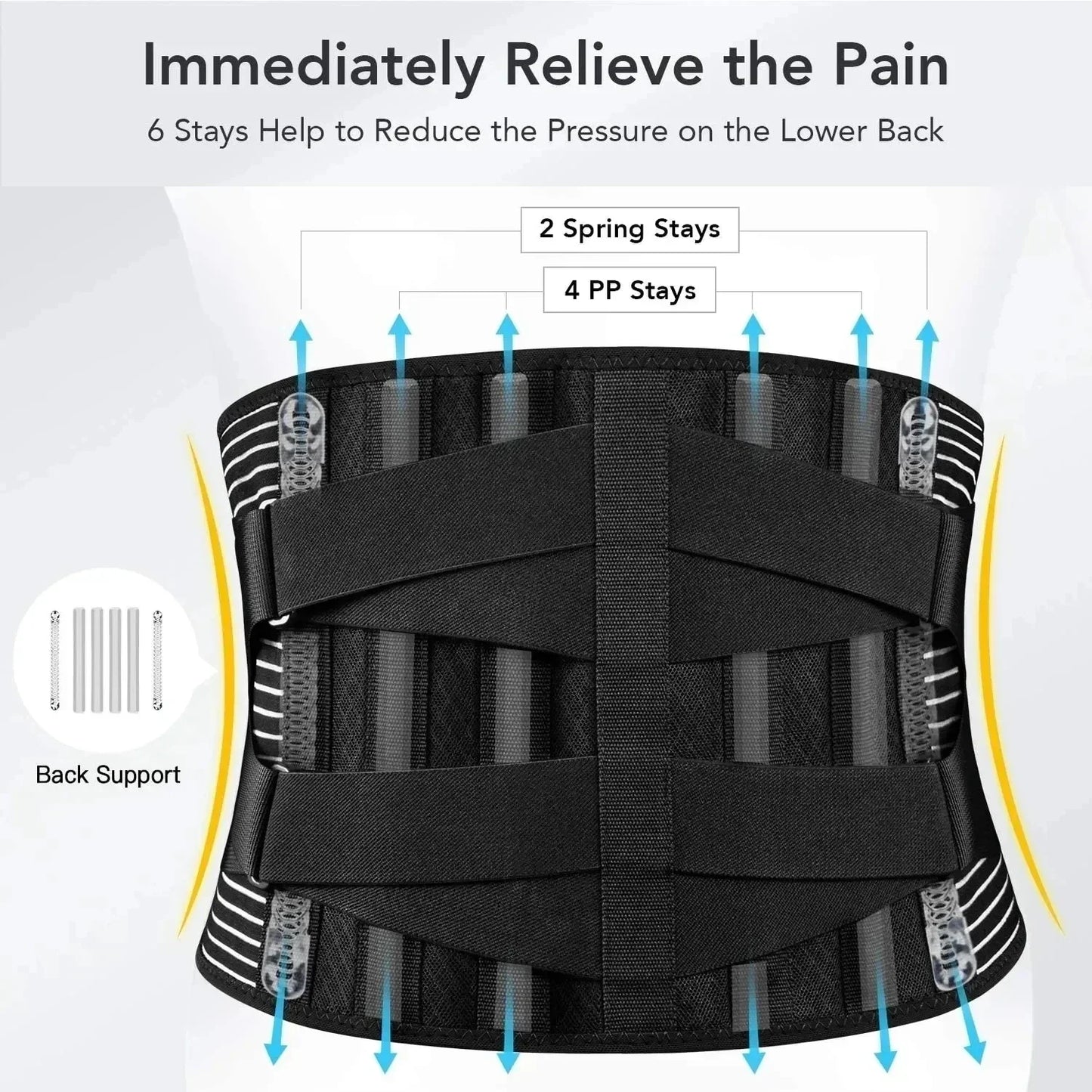 Adjustable Lumbar Back Brace with Lightweight Metal Frame