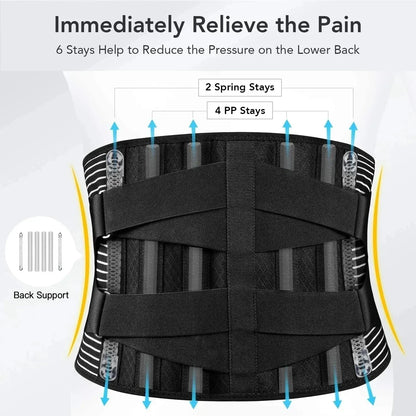 Adjustable Lumbar Back Brace with Lightweight Metal Frame