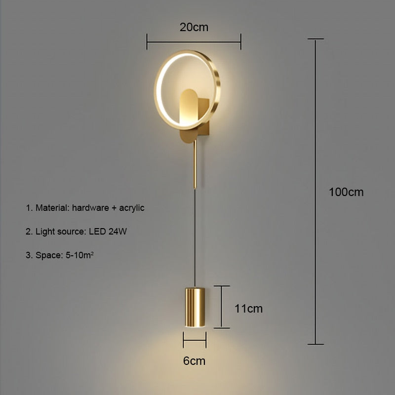 Contemporary LED Gold Sconce Wall Lamp 24W