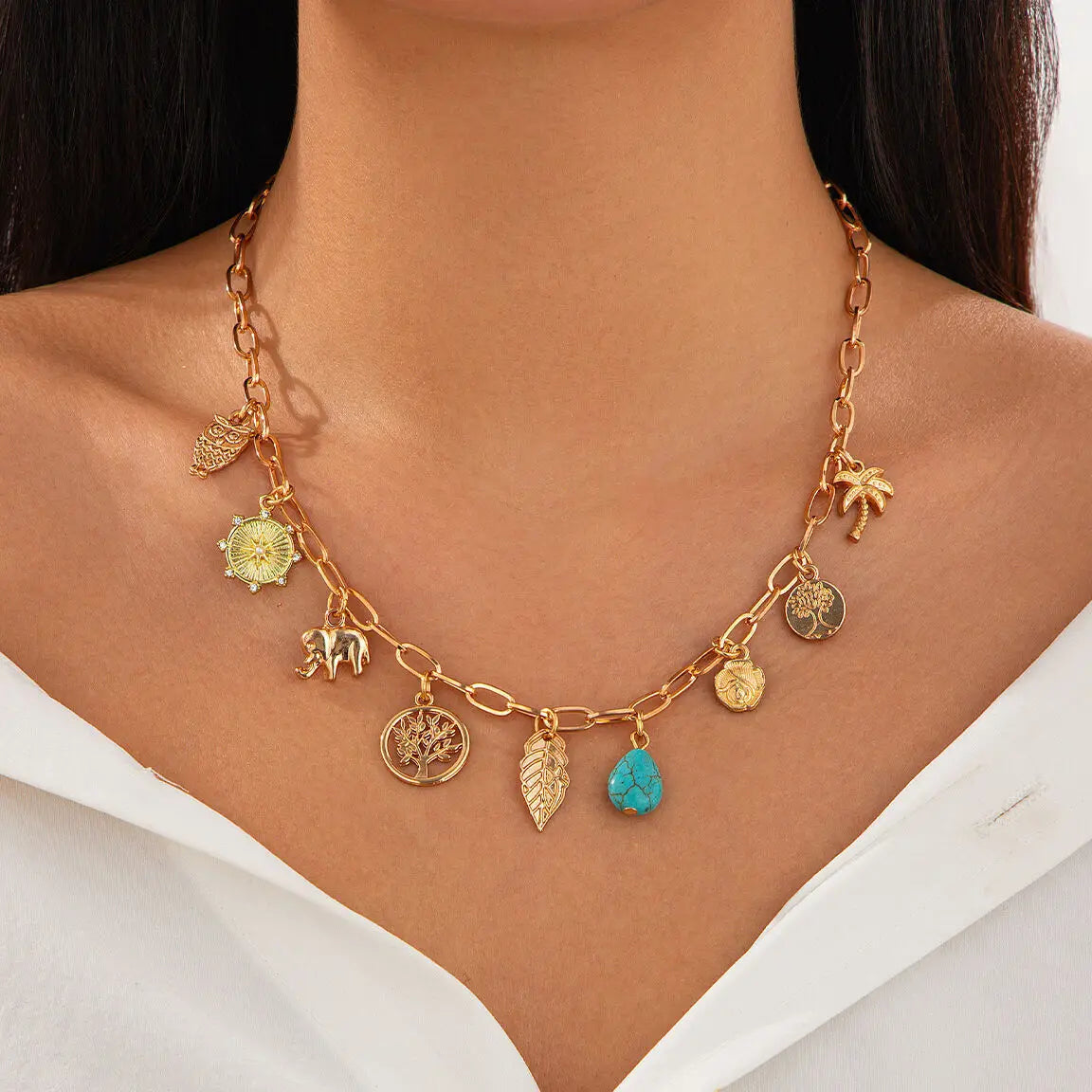 Vibrant Beach Paperclip Drop Necklace - Luxicro