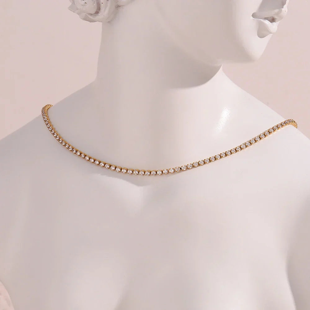 Dainty 2mm Slim Chain Bracelet Necklace Set
