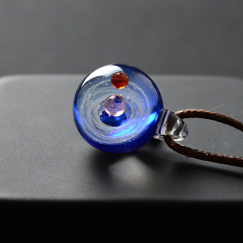 Cosmic Solar System Pendant Necklace