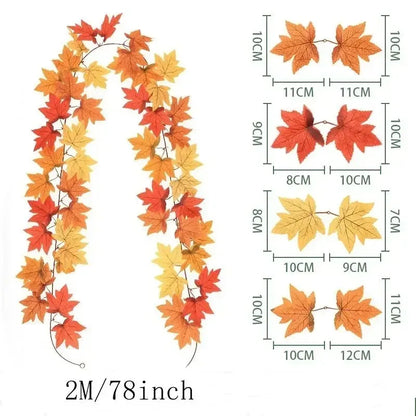 Fall Faux Maple Leaf Hanging Decoration Garland