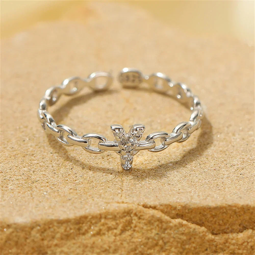 Elegant Initial Diamond Letter Ring