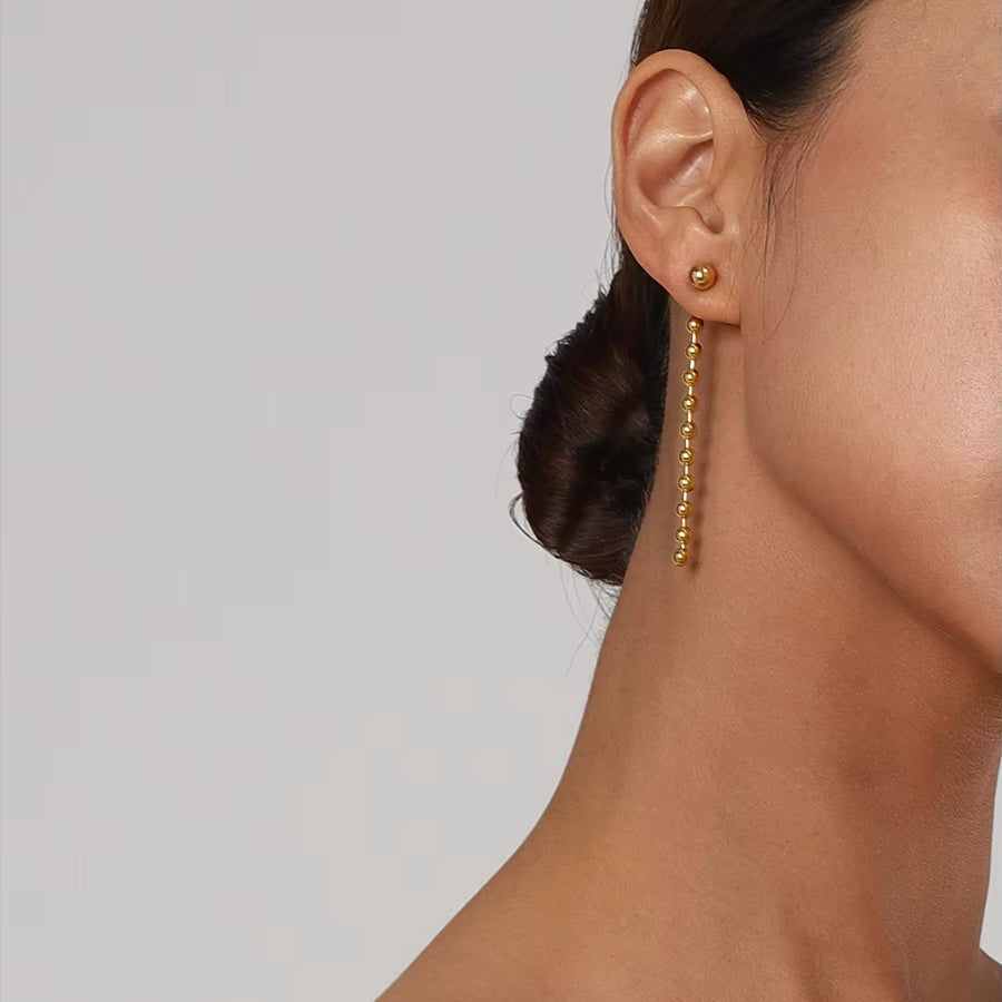 Elegant Dainty Beaded Gold Earrings