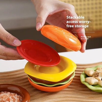 Mini Stacked Burger Porcelain Plate Set
