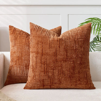 Plush Chenille Pillow in Simple Colors for Living Room