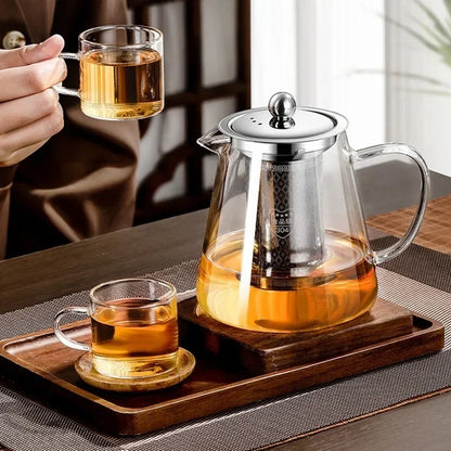 Big Thermal Glass Teapot with Metal Strainer