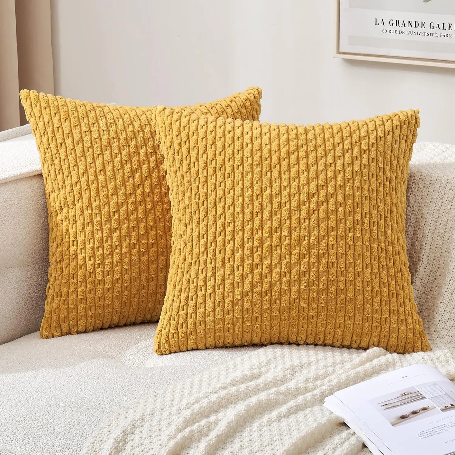 Soft Striped Velvet Decorative Pillow in Modern Rustic Style