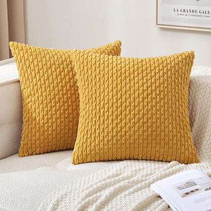 Soft Striped Velvet Decorative Pillow in Modern Rustic Style