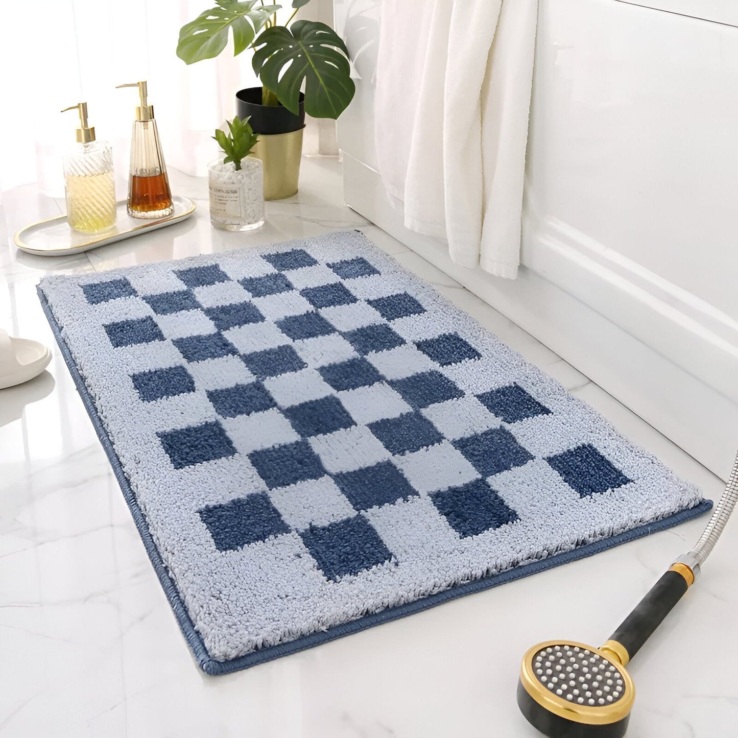 Comfortable Checkered Bath Floor Mat