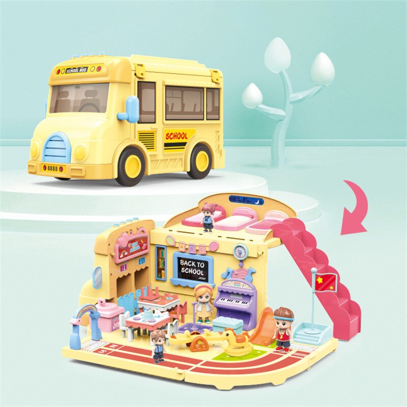 Colorful Childrens Large School Bus Toy Model