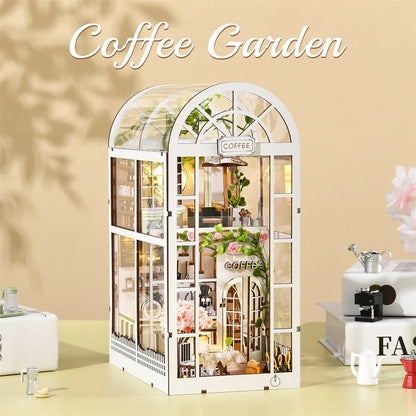 Cozy Mini Coffee Shop 3D Wooden Book Box with LED Light
