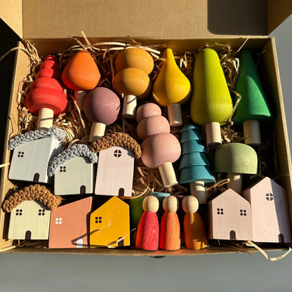 Colorful Wood Stacking Blocks Toy Set for Kids