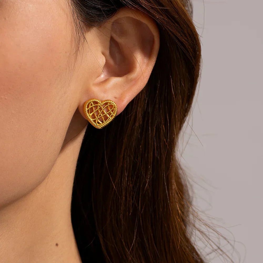 Elegant Open Hoop Gold Stud Earrings - Luxicro