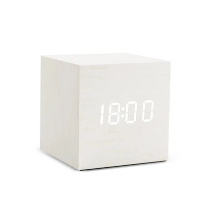 Compact Wooden LED Alarm Clock with Temp Display