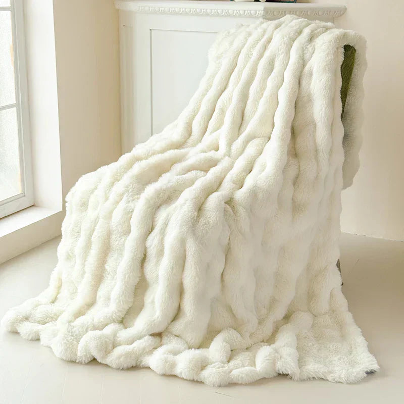 Plush Double Layer Faux Fur Throw Blanket