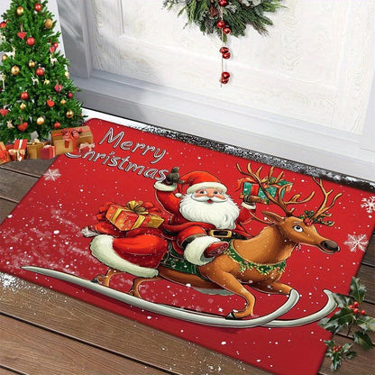 Festive Christmas Welcome Mat Santa Gingerbread Theme