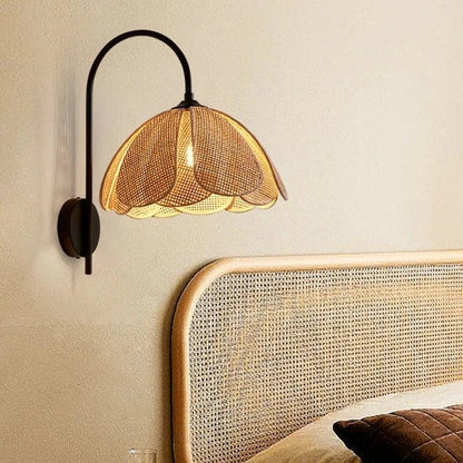 Rustic Textile Wall Light - Warm Floral Shade