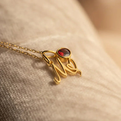 Personalized Heart Birthstone Initial Pendant Necklace