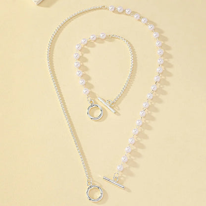 Classic White Pearl Necklace Jewelry Set