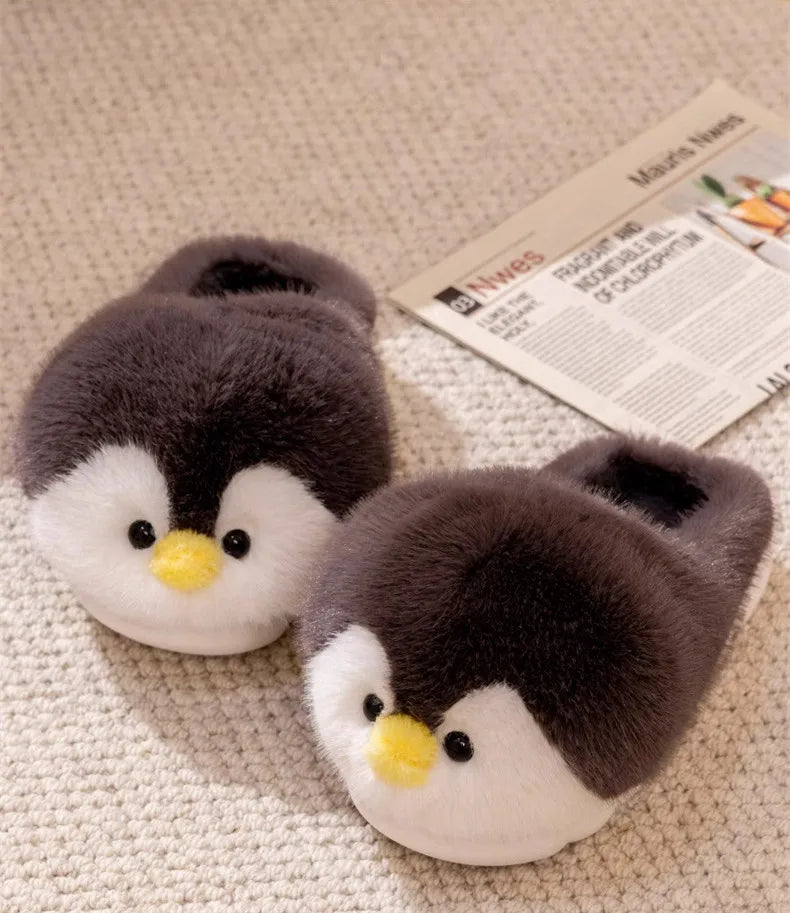 Cozy Penguin Fuzzy Slipper Boots