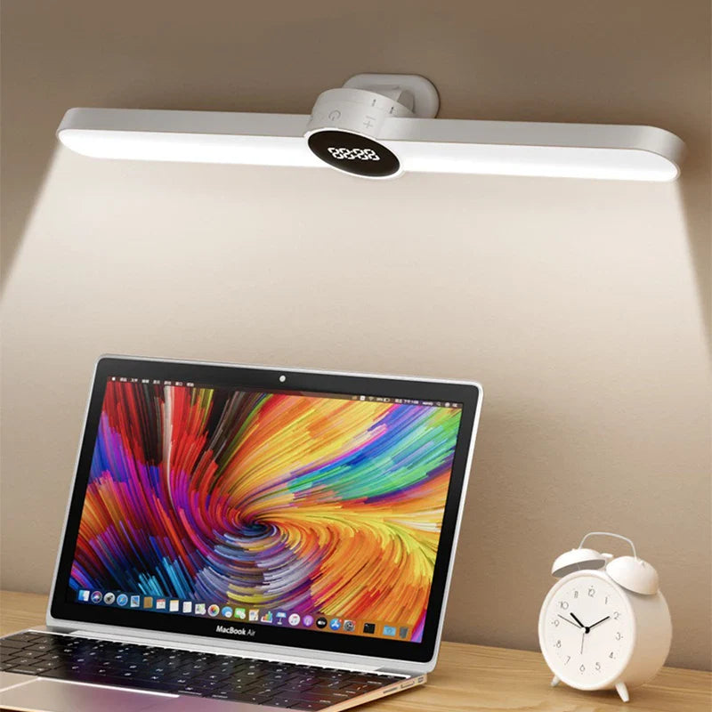 Bright LED Desk Light with Clock and USB Charging