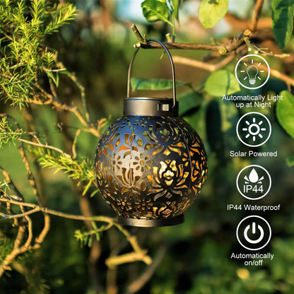 Solar Powered Hanging Garden Lantern with Projection Effect