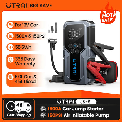Portable 12V Car Battery Booster With Air Pump - Luxicro