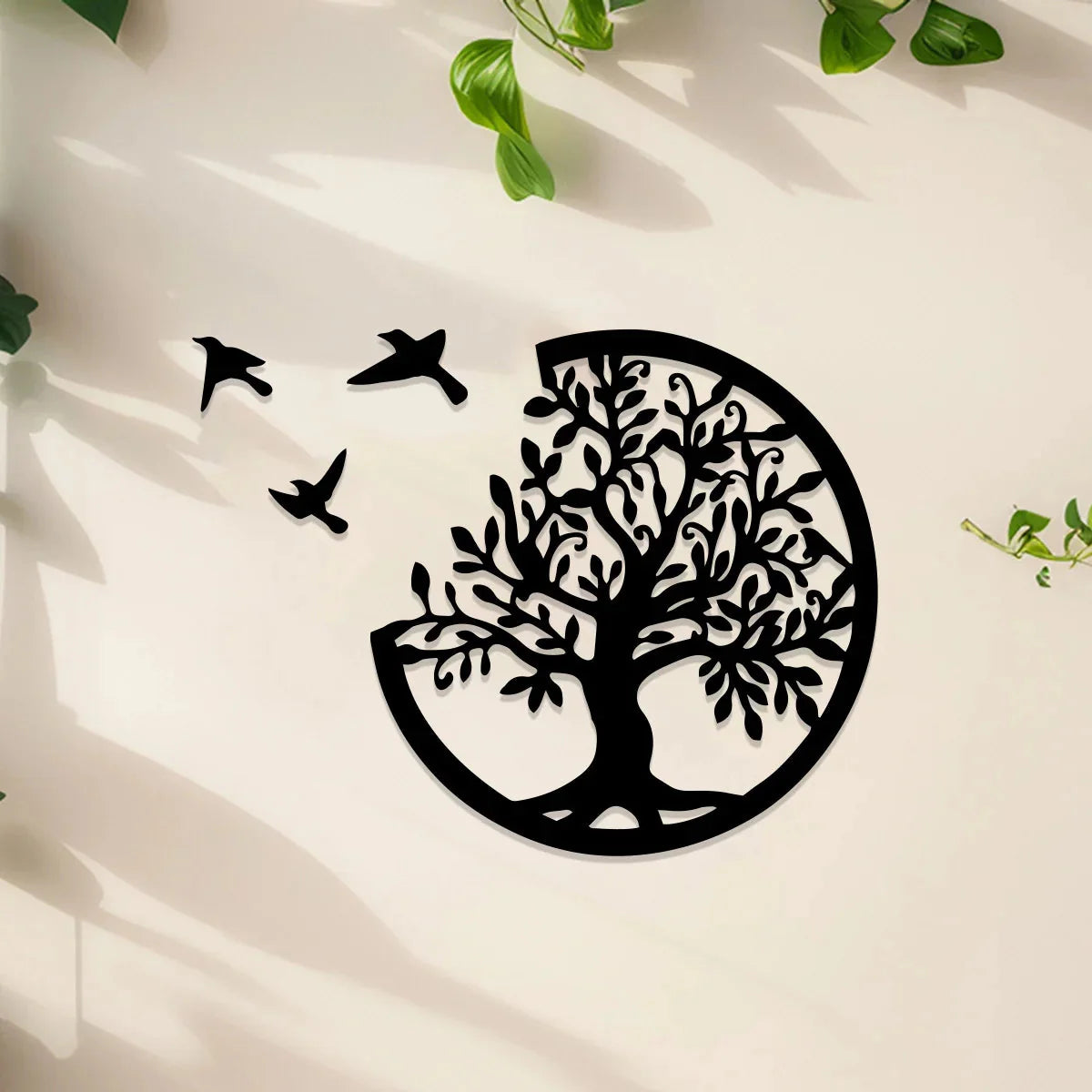 Natural Wood Circle Wall Art Tree of Life Decor