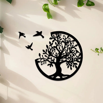 Natural Wood Circle Wall Art Tree of Life Decor