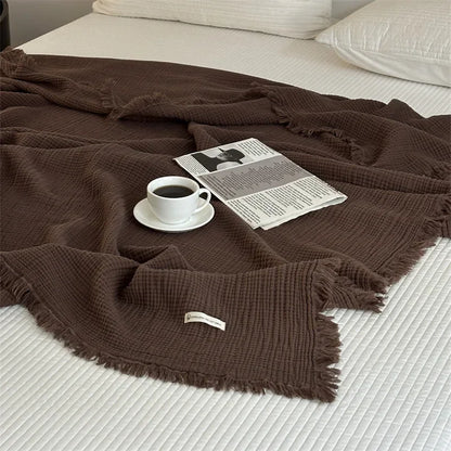 Cozy Solid Color Cotton Throw Blanket