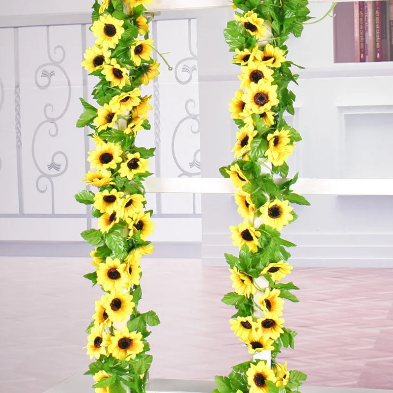 Beautiful Artificial Sunflower Hanging Garland 2.6m Long