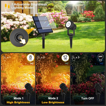 Solar Powered Outdoor Spotlight 2 Color Modes