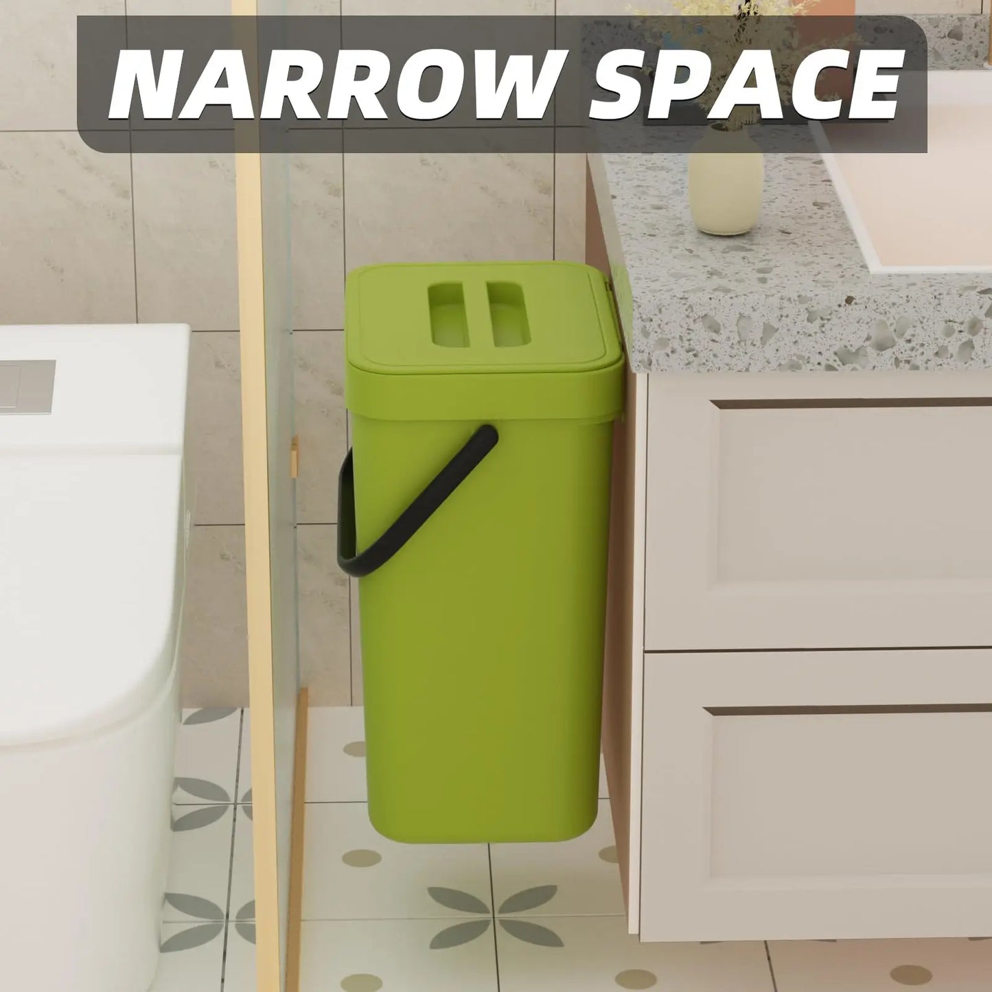 Space Saving Wall Mount Small Trash Can with Lid
